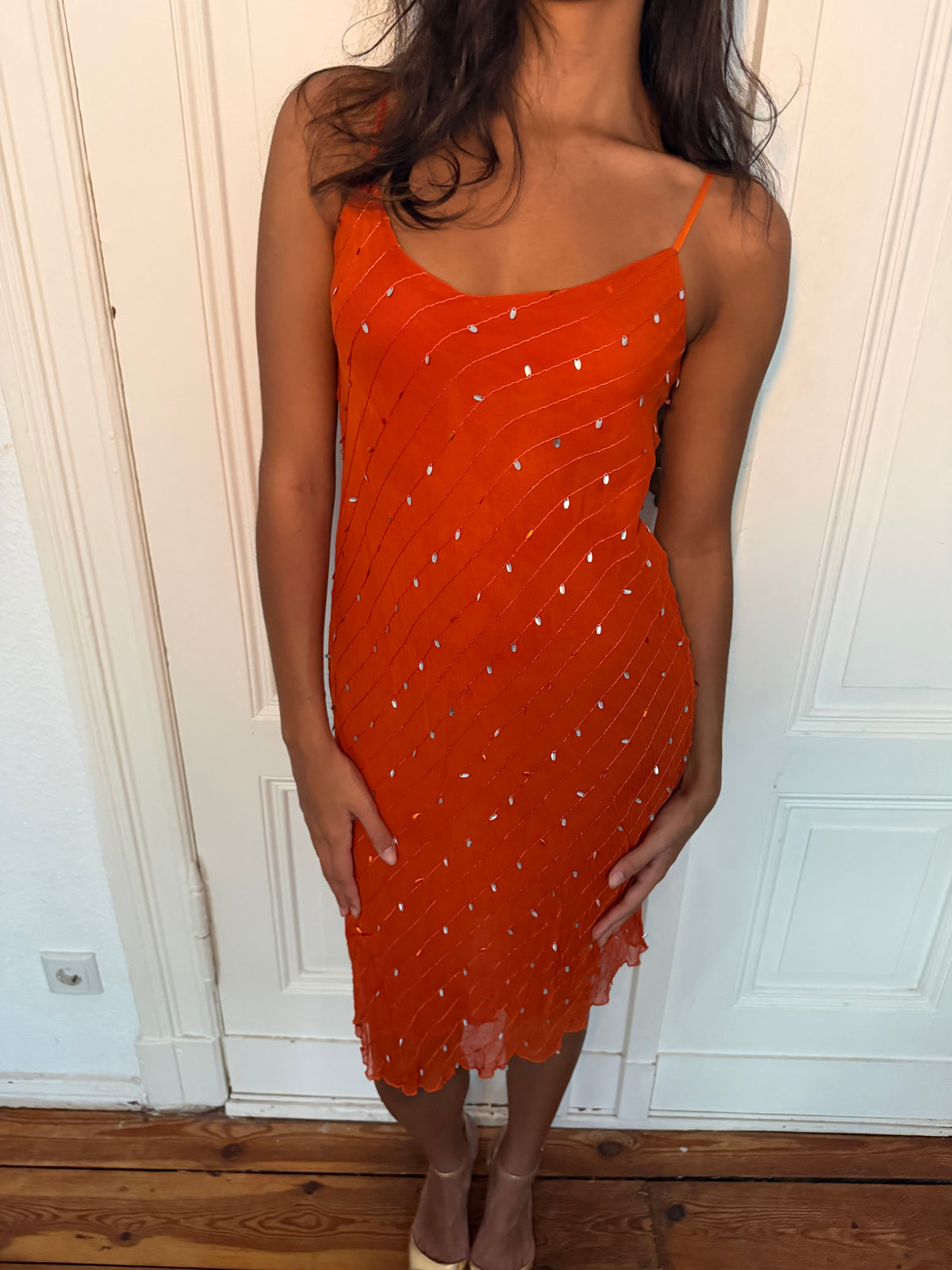 Paillettenkleid Orange