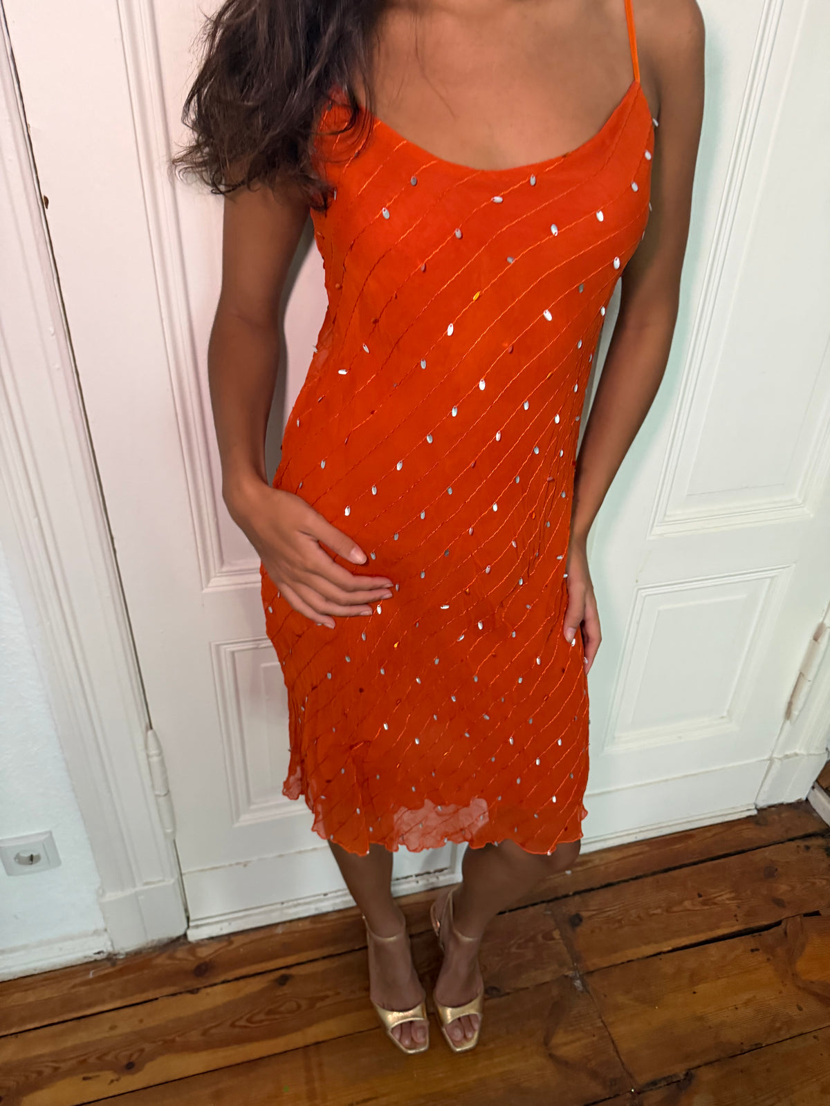 Paillettenkleid Orange